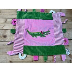 Maison Chic Baby Lovey Blanket Plush Pink‎ Green Alligator Teether Tags